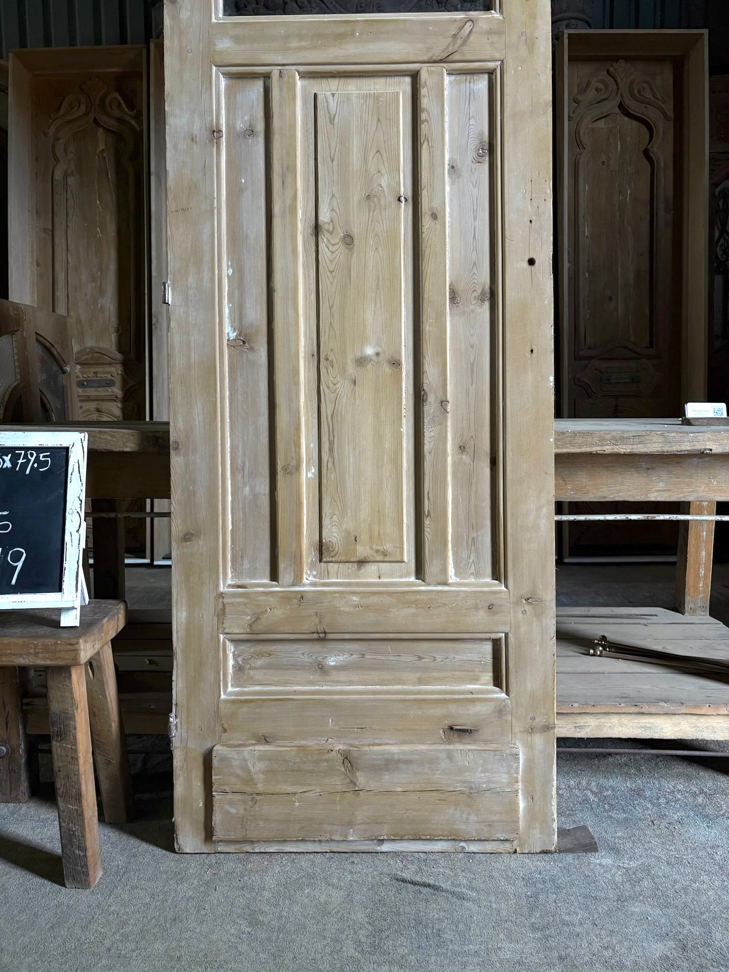 19th Century European Antique Glass Single Door - 28.5x79.5 - L79