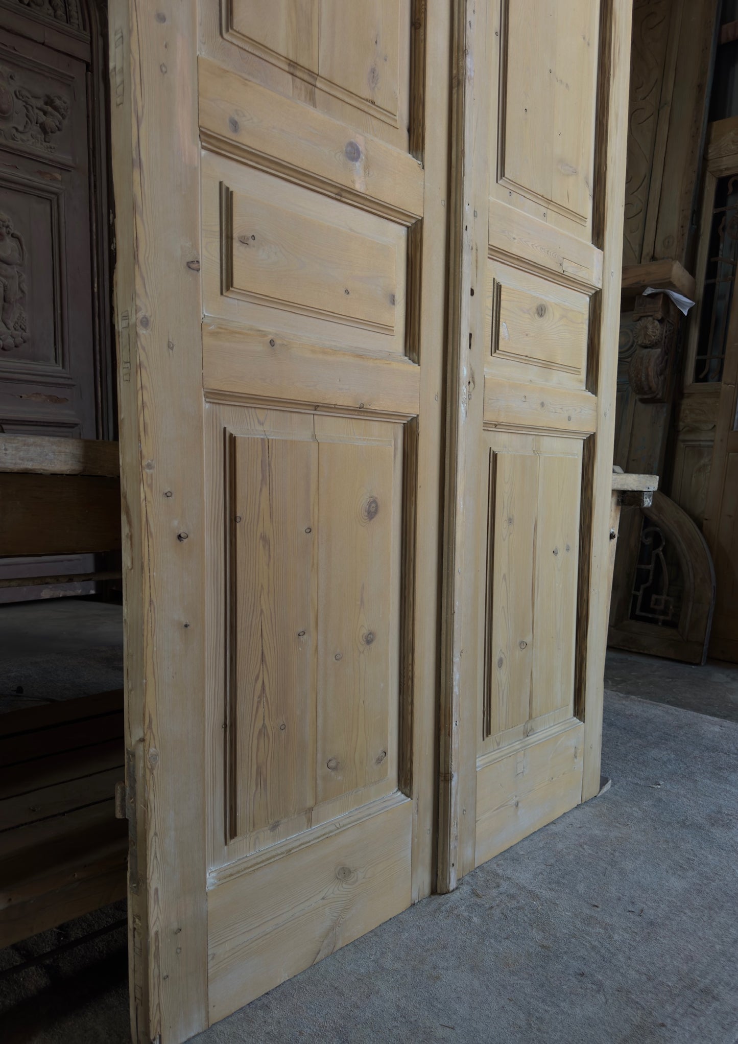 3 Panel Antique Solid French Doors - 47.75x108.5 K398