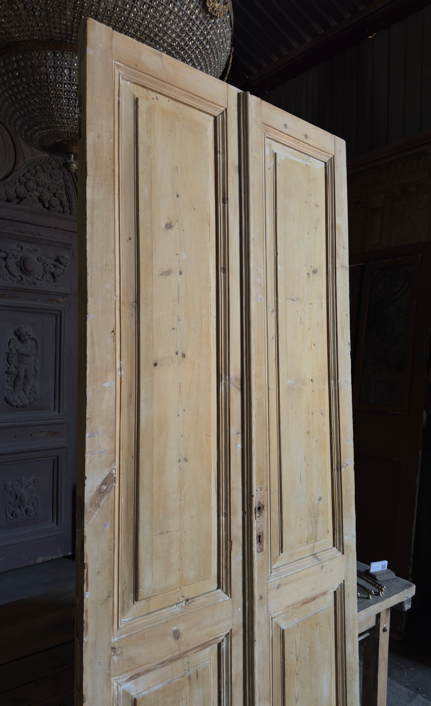 2 Panel Antique Solid French Doors - 39.5x98.5 - L341
