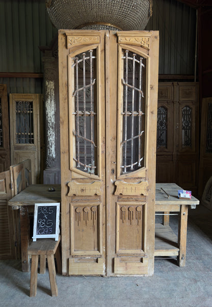 Sophisticated Antique Iron French Doors - 38.5x98.5 J273