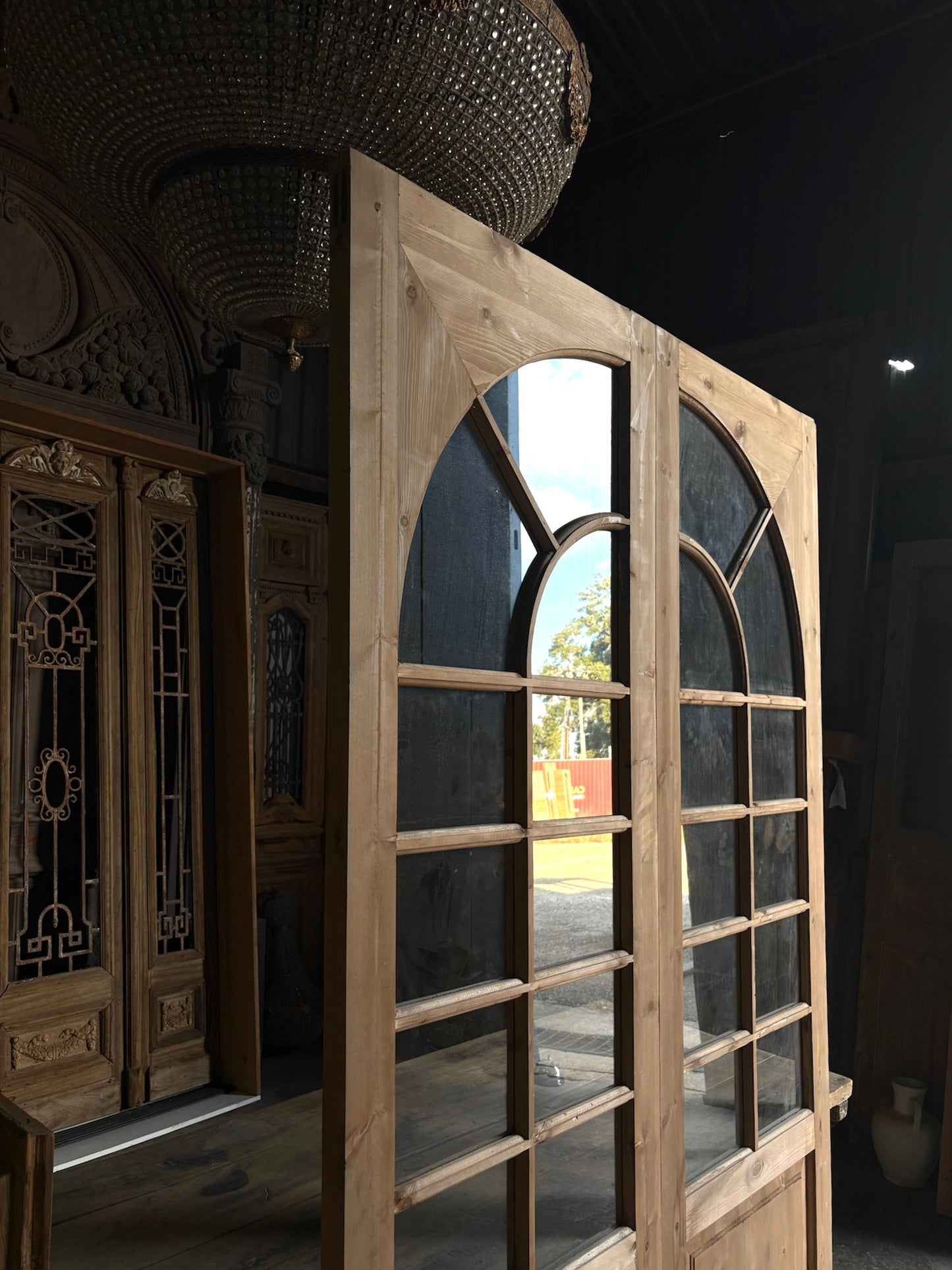 (Elise) Handcrafted Arched Glass French Doors - 60x96 L49