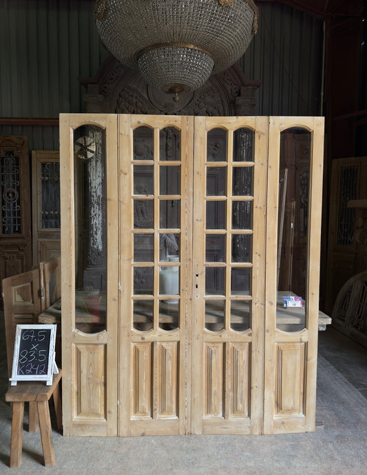 French Provincial Antique Bi-Fold Glass Doors - 67.5x83.5 K242