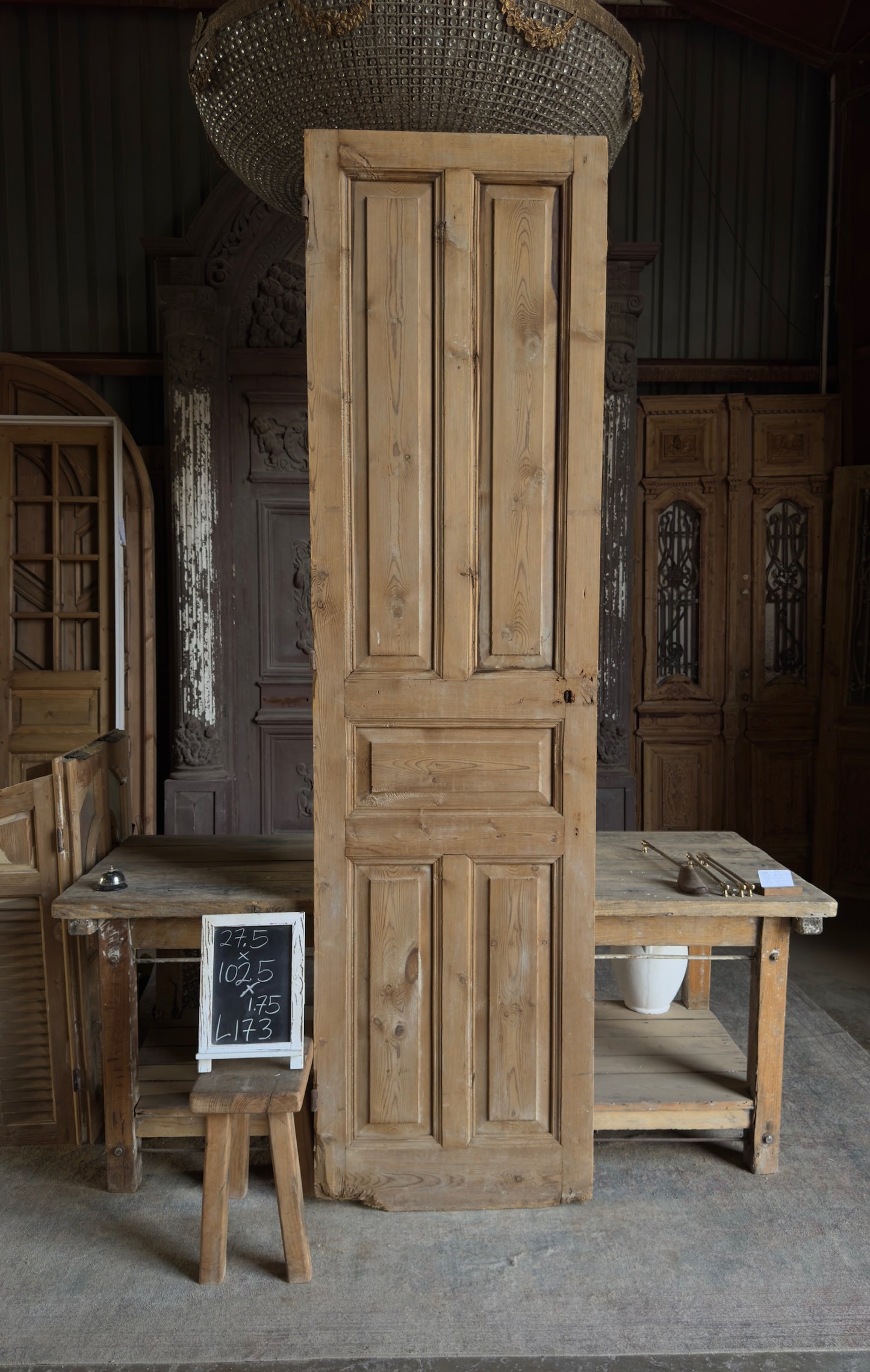 5 Panel Single Solid Antique Door - 27.5x102.5 - L173