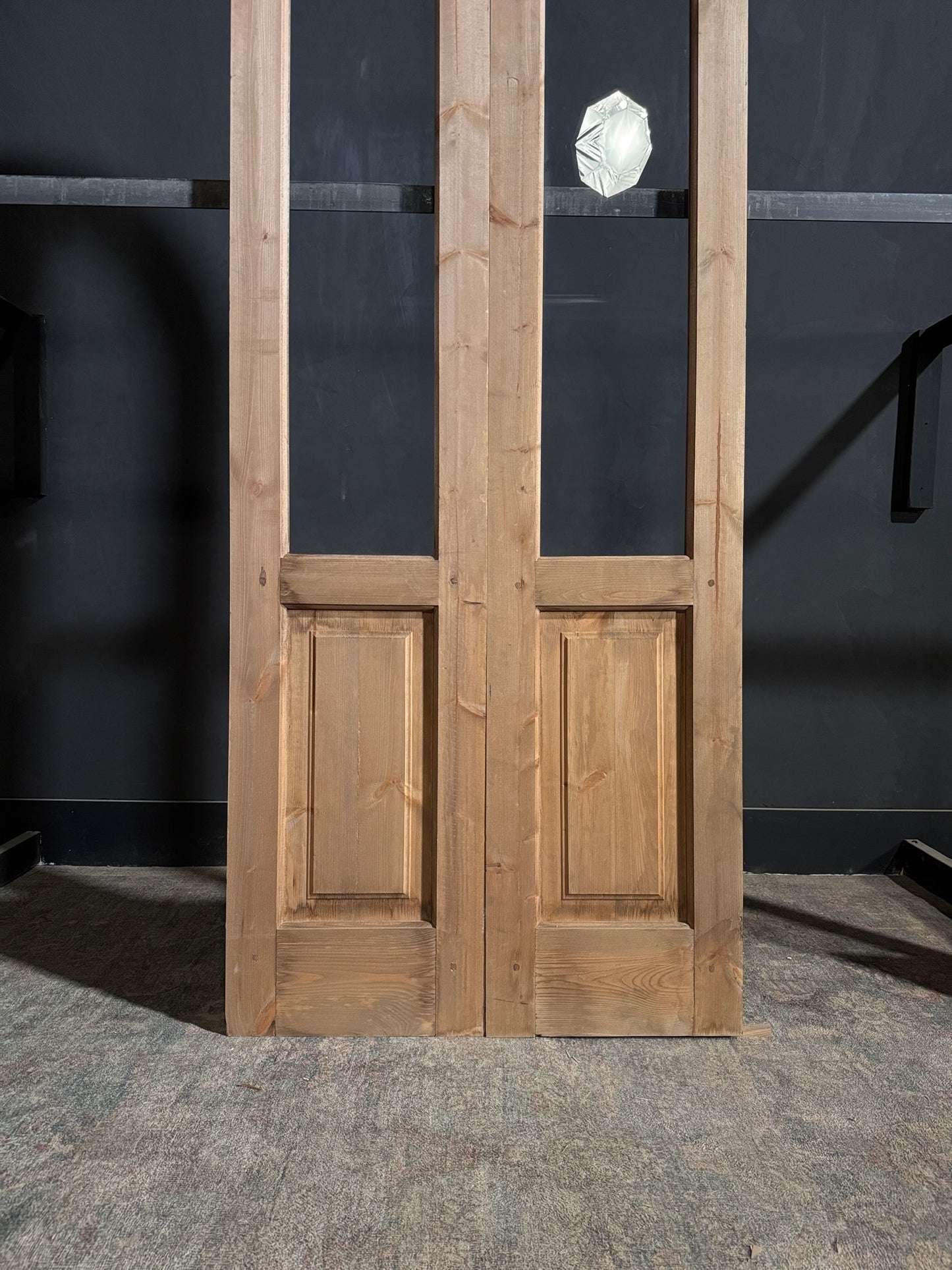 Handcrafted 2 Panel Arched Glass Double Doors - 36x96 - N207