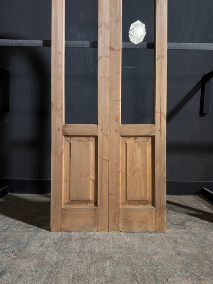 Handcrafted 2 Panel Arched Glass Double Doors - 36x96 - N207