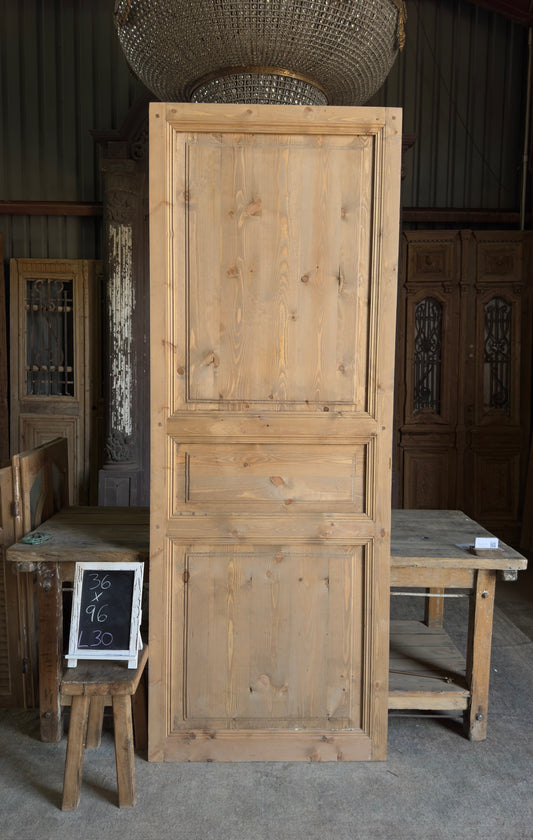 Handcrafted 3 Panel Solid Single Door - 36x96 L30
