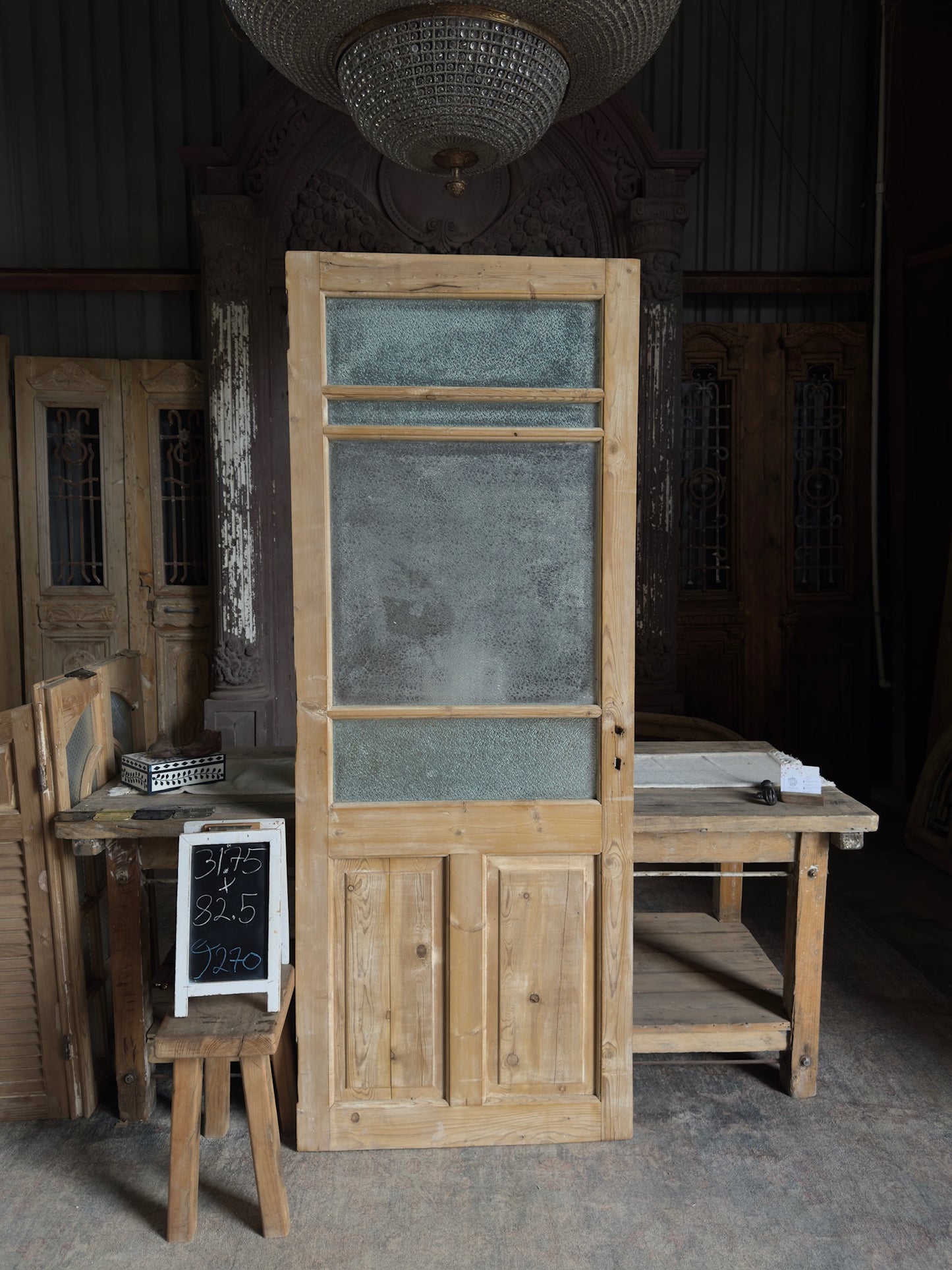 19th Century Antique Glass Single Door - 31.75x82.5 J270