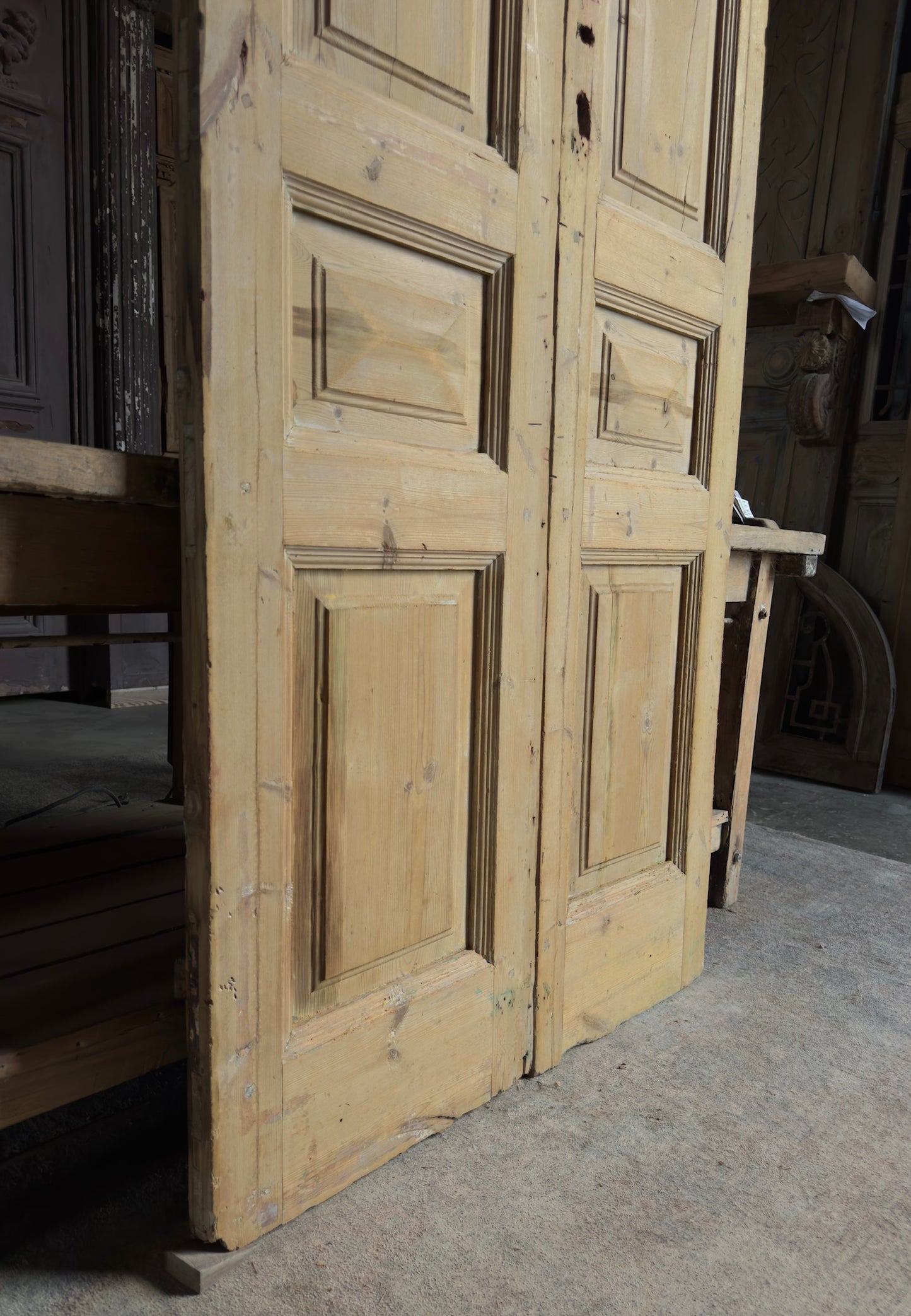 3 Panel Antique Solid French Doors - 39x102 K378