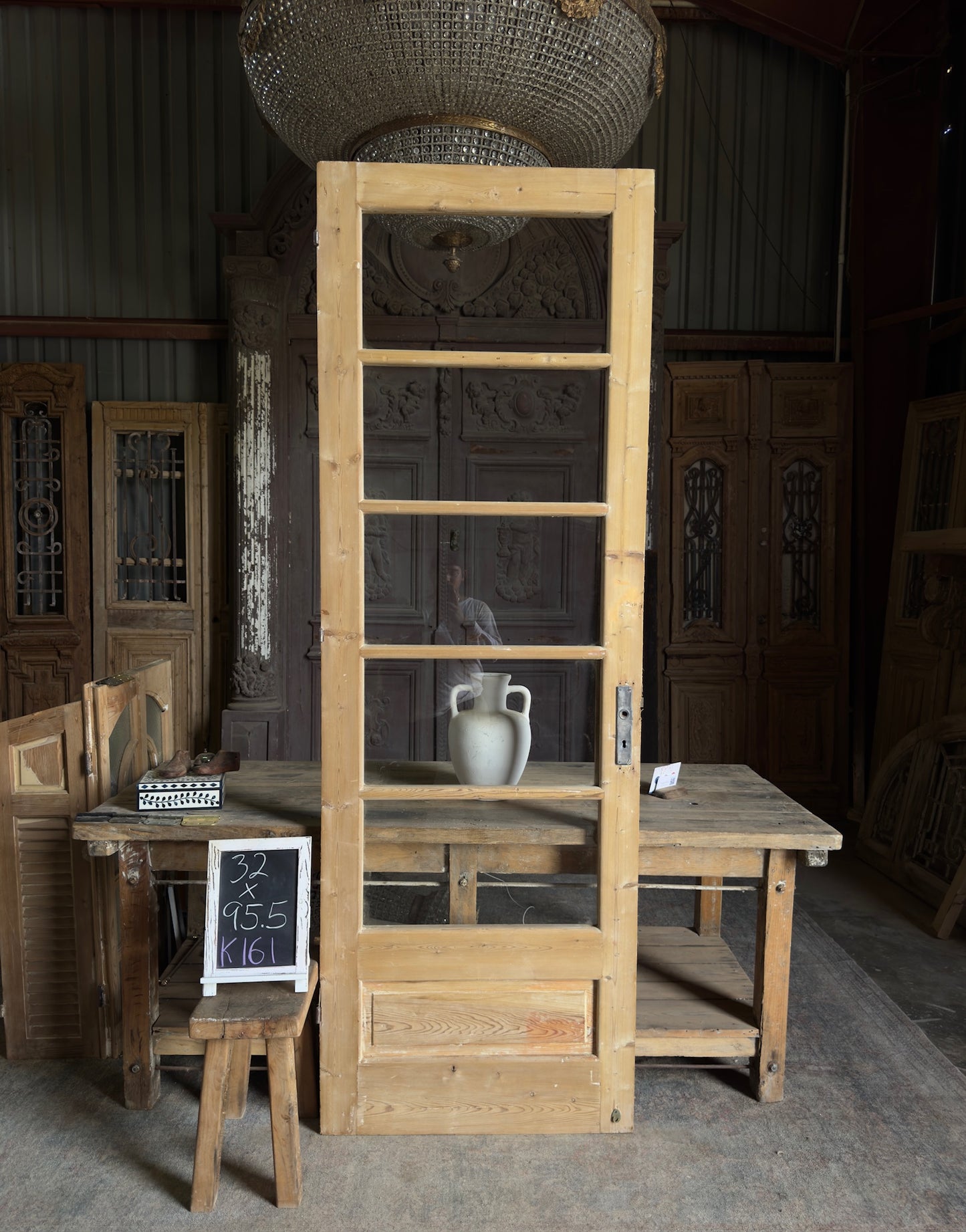 5 Lite Antique Glass Single Door - 32x95.5 K161