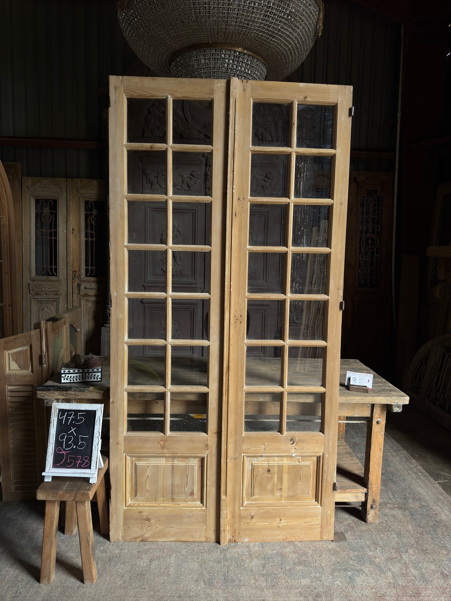 14 Lite French Antique Pair - 47.5x93.5 J578