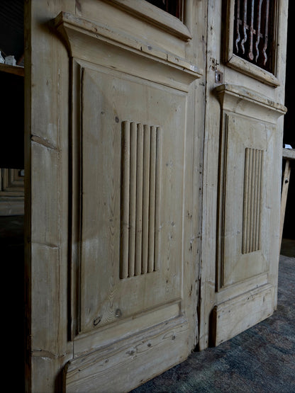 Grand Antique Iron Entrance Doors with Fluted Panel 44.5x99.5 H59