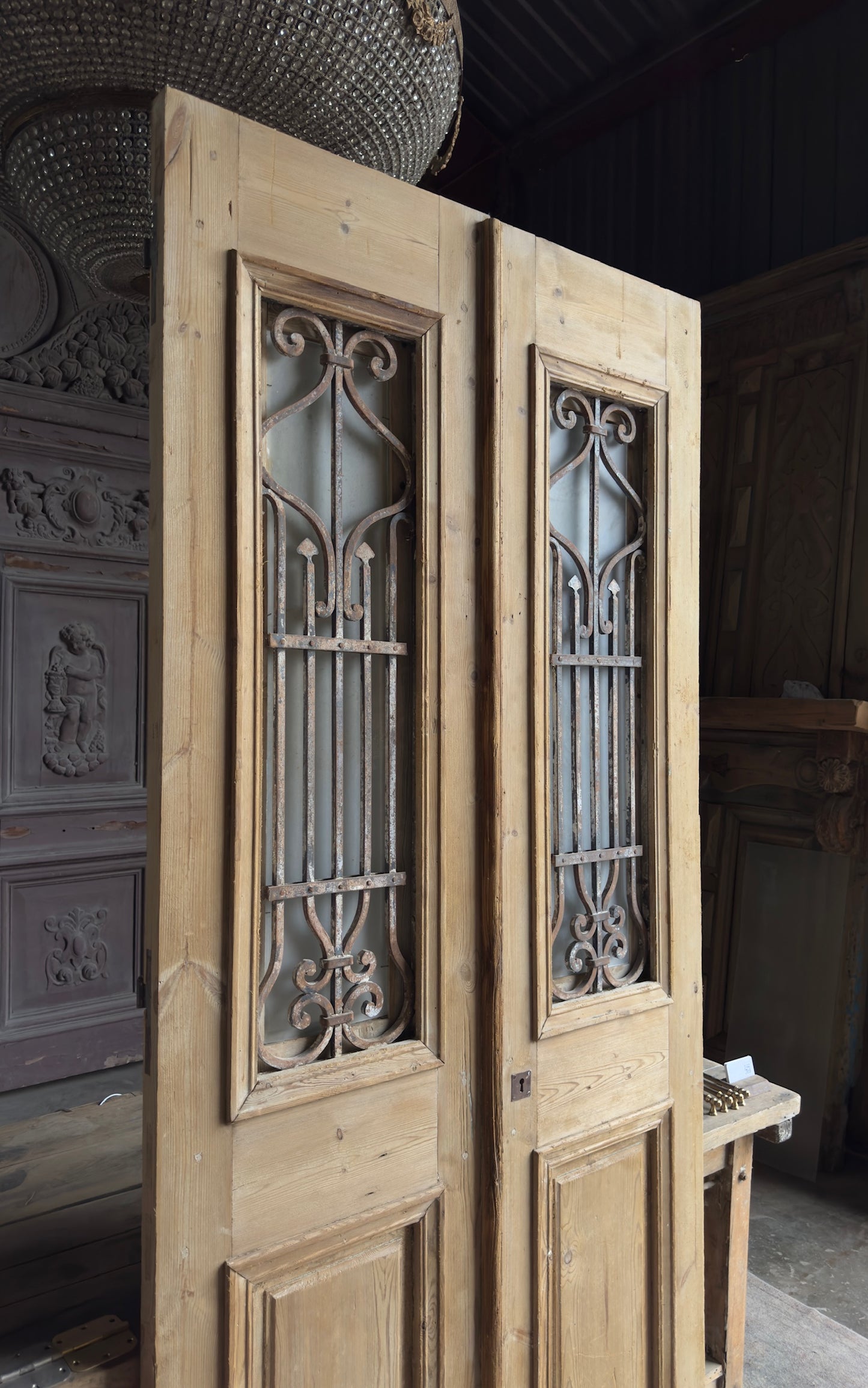 Antique Iron French Doors - 43.5x96.75 - L566