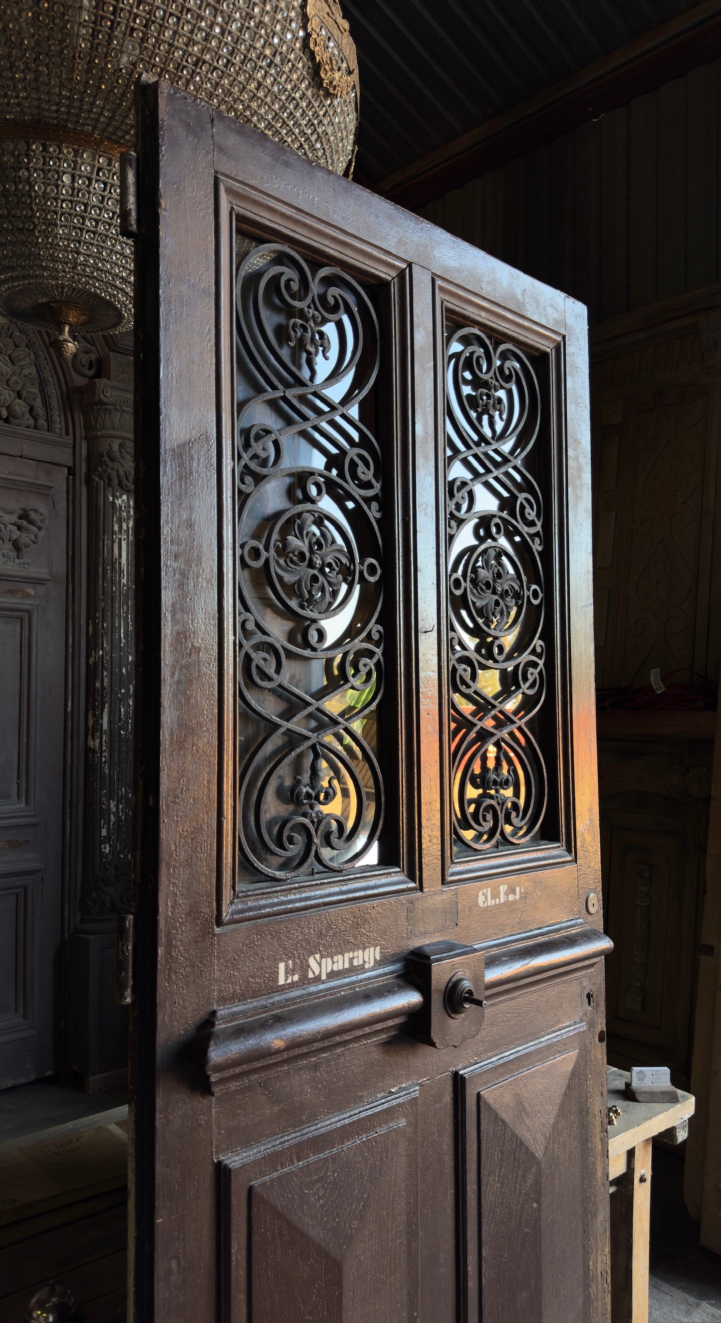 Antique French Iron Grille Single Door - 41x98 - L282