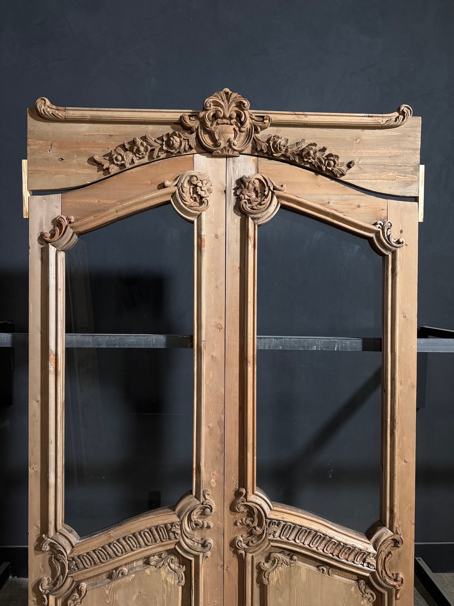 Handcrafted Grand Carved Glass French Doors - 59x96 - N190