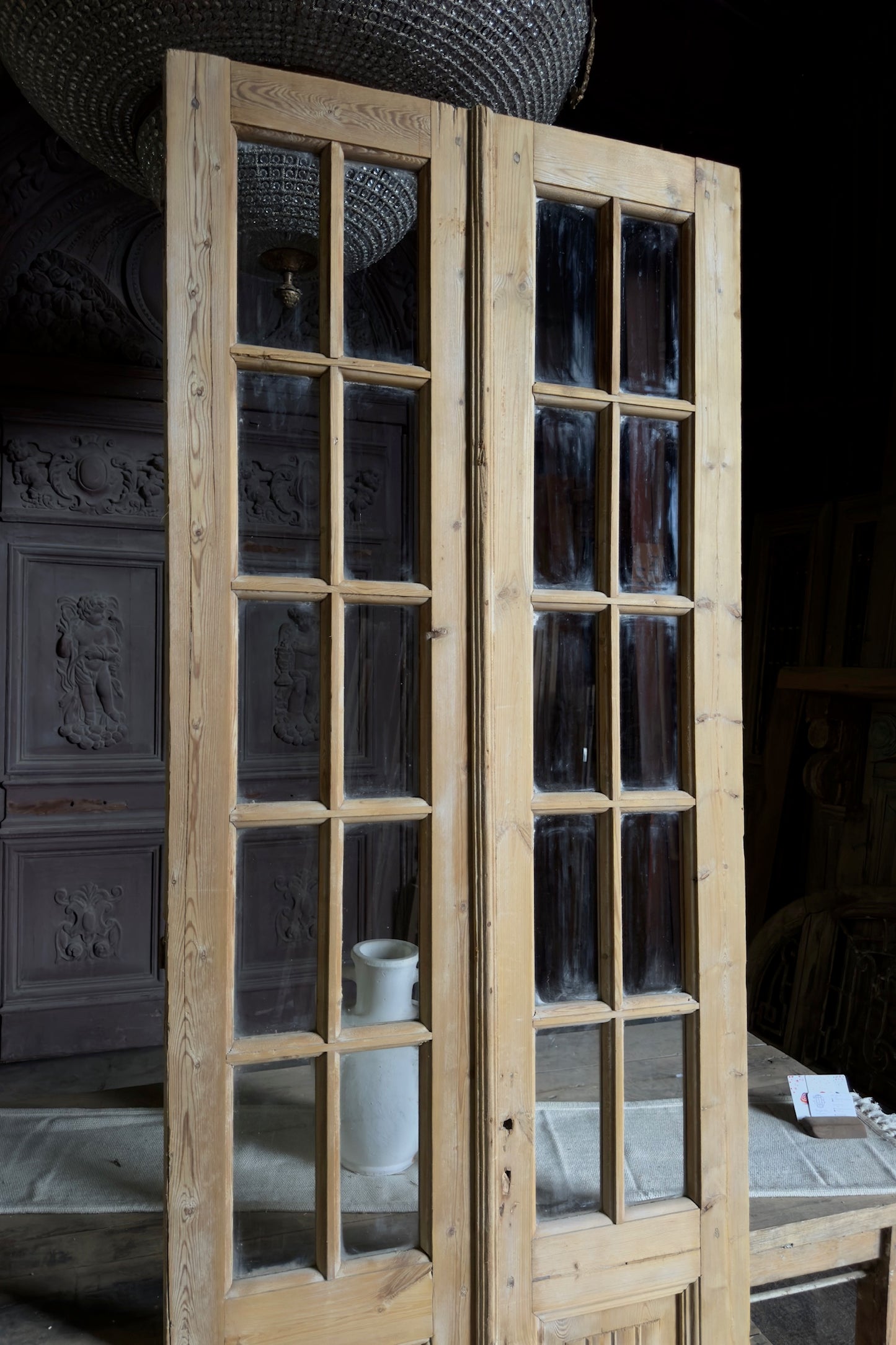 Narrow 20 Lite Antique Glass French Doors - 34X96.5 J460