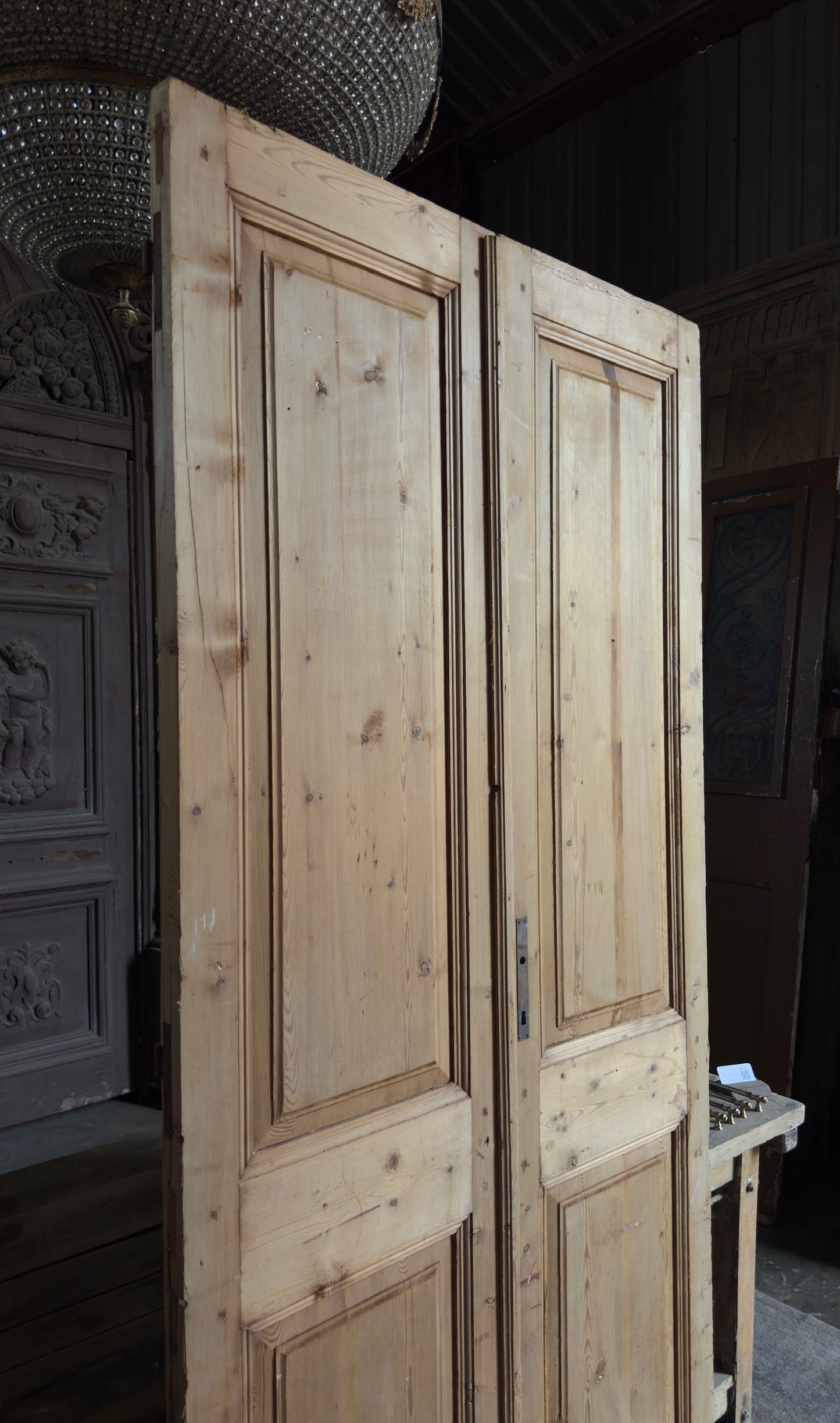2 Panel Antique Solid French Doors - 43.5x93.5 - L378