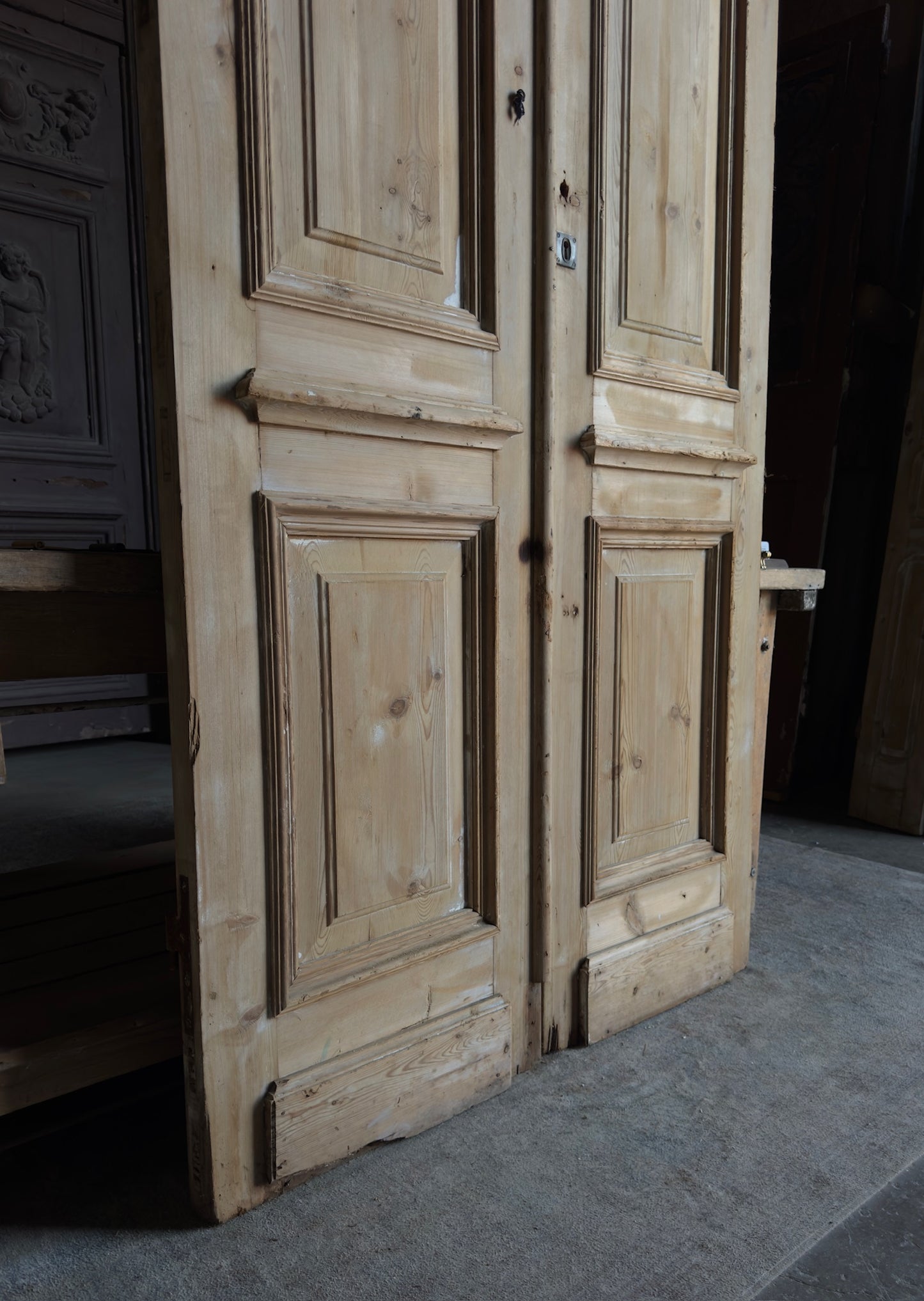 Grand 2 Panel Antique Solid French Doors - 45.5x105 - L350