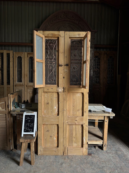 Antique Iron French Double Doors - 36.25x89.25 J42