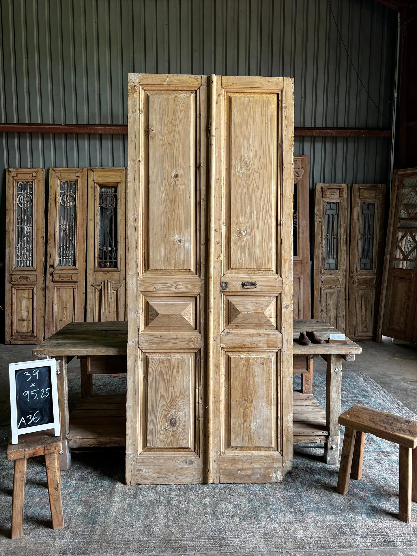 Antique French 3 Panel Doors - 39x95.25 A36 Magnolia Antique Door Co.