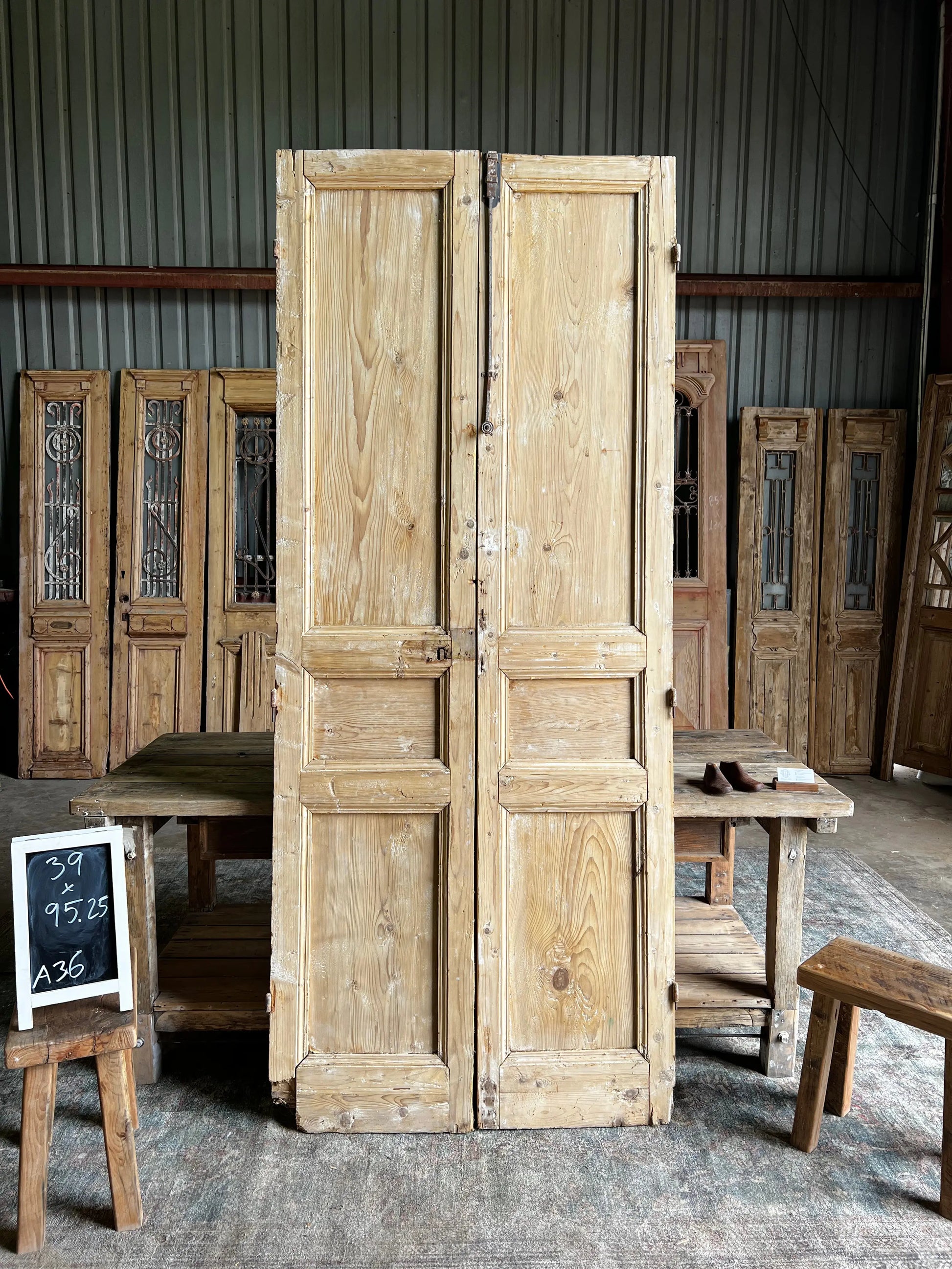 Antique French 3 Panel Doors - 39x95.25 A36 Magnolia Antique Door Co.