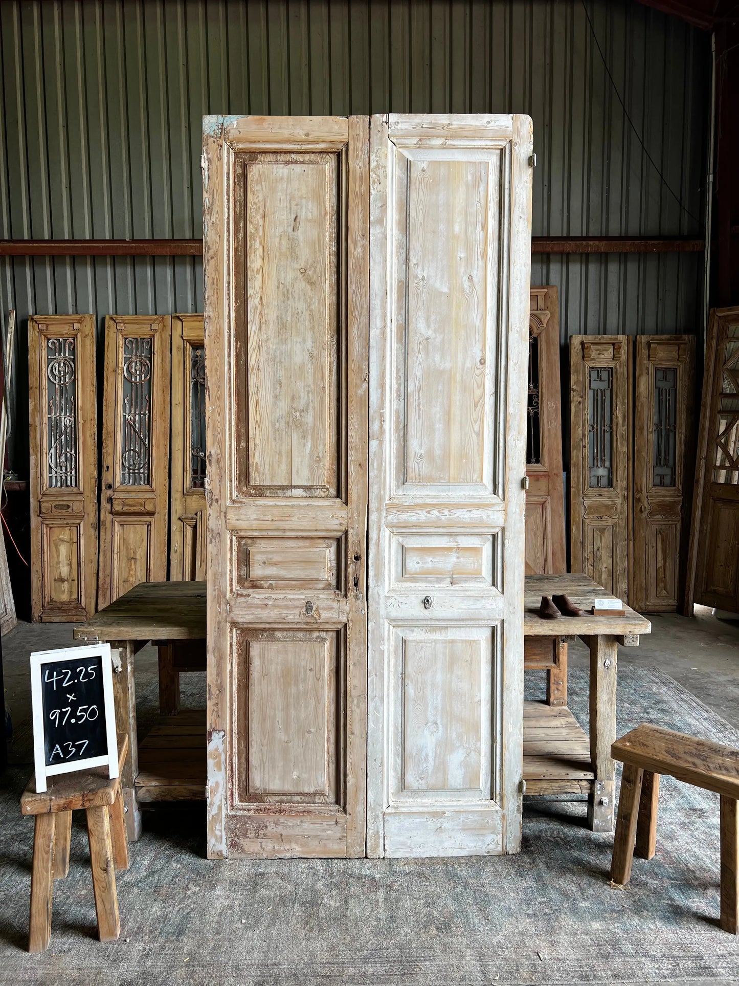 Antique French 3 Panel Door - 42.25x97.50 A37 Magnolia Antique Door Co.