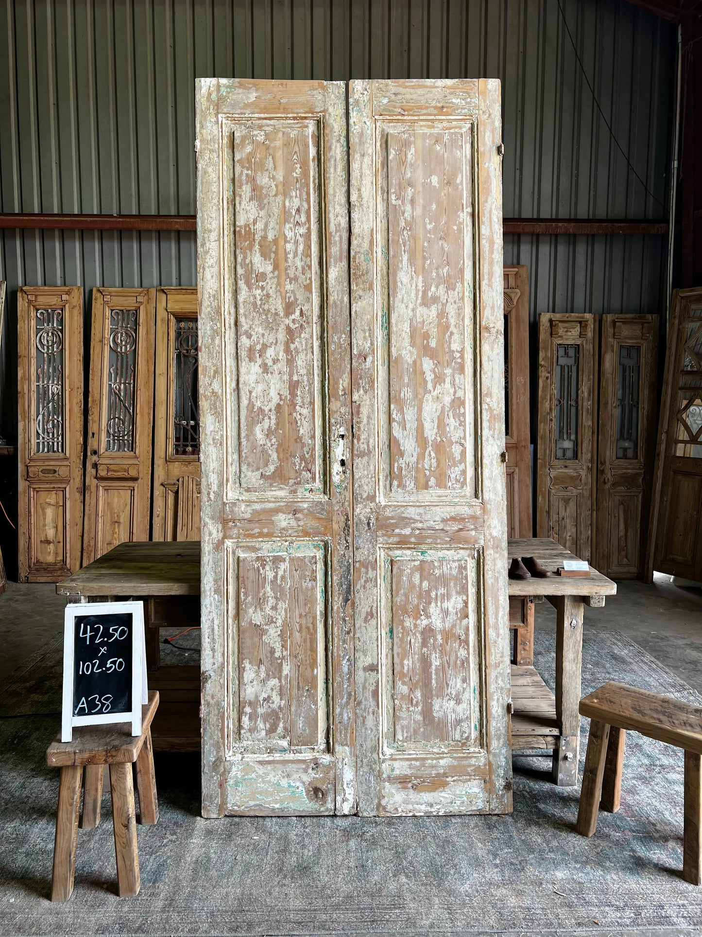 Antique French 2 Panel Door - 42.50x102.50 A38 Magnolia Antique Door Co.