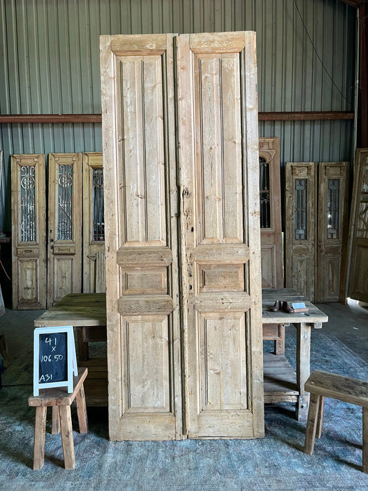 Antique French 3 Panel Doors - 41x106.50 A31 Magnolia Antique Door Co.