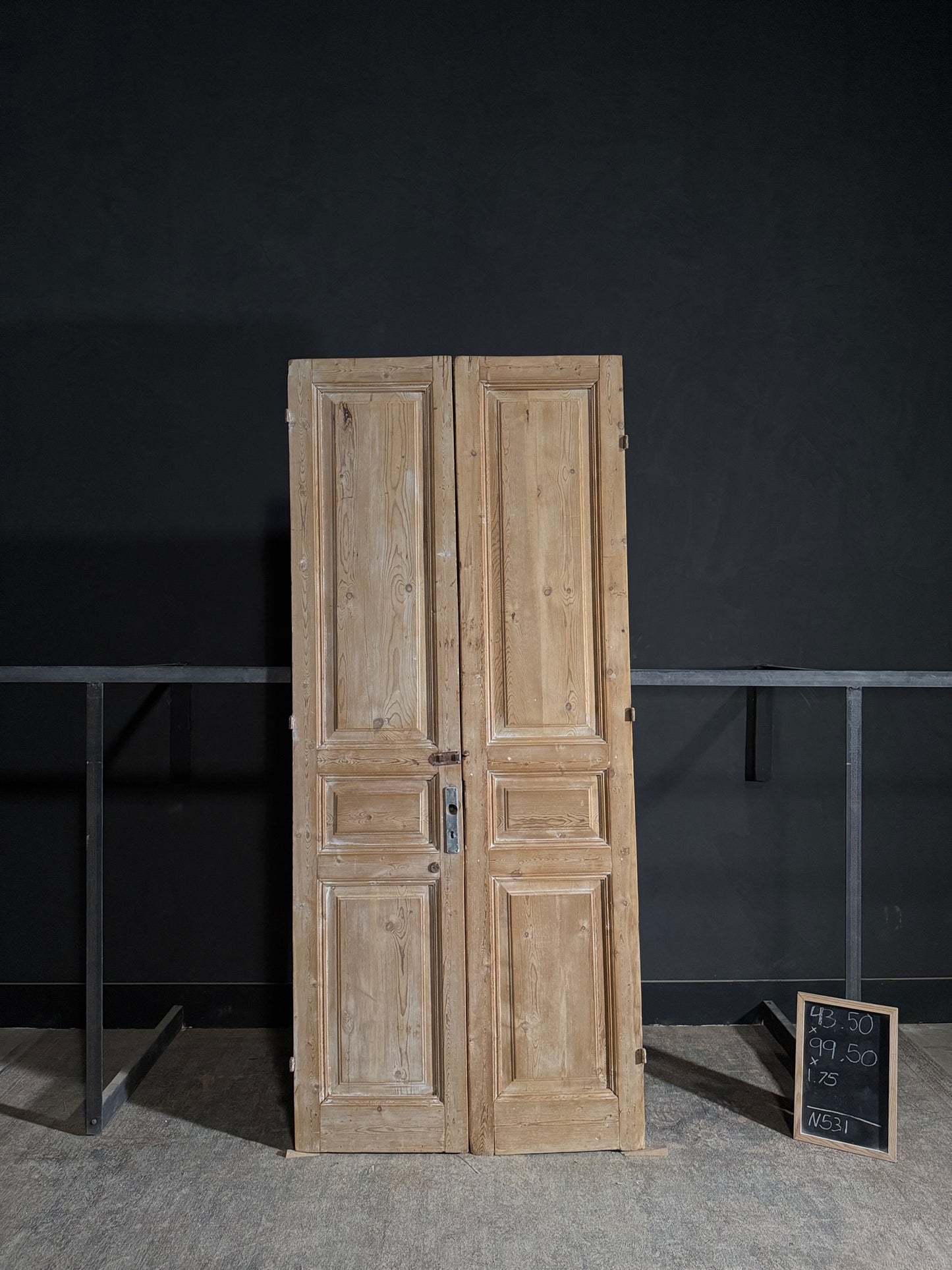Antique 3 Panel Solid Double Doors - 43.5x99.5 - N531