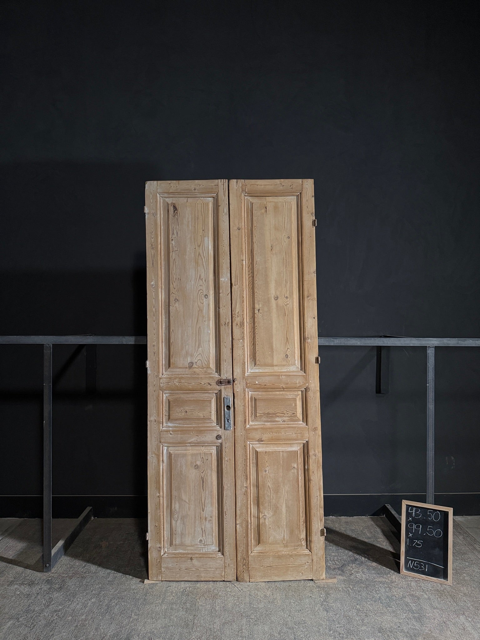 Antique 3 Panel Solid Double Doors - 43.5x99.5 - N531
