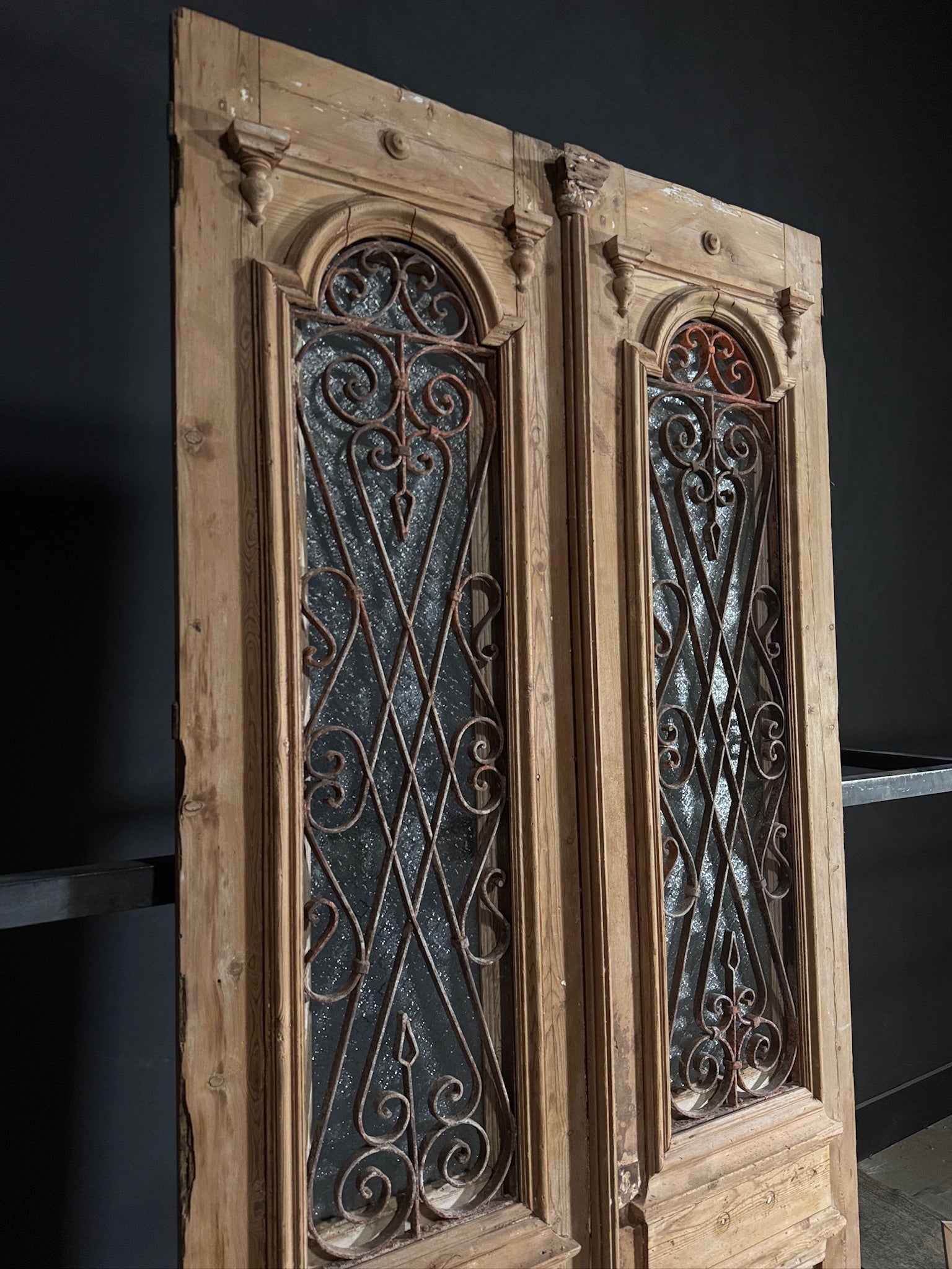 Antique Carved Iron French Doors - 49.5x101.5 - N484