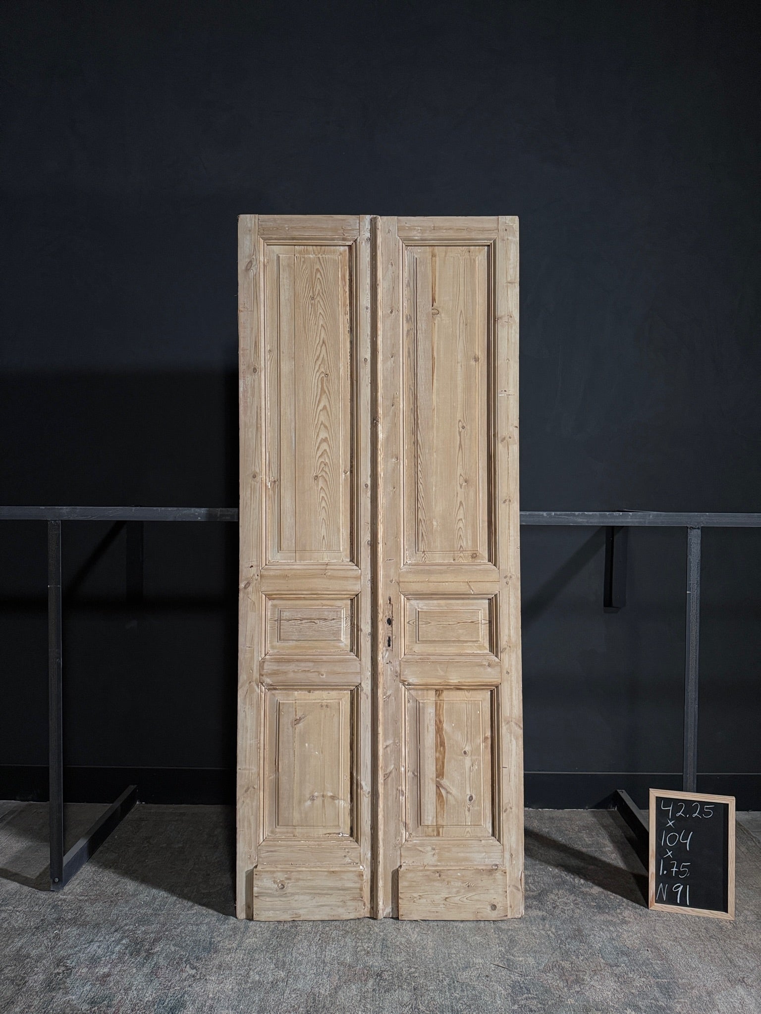 Antique 3 Panel Solid Double Doors - 42.25x104 - N91