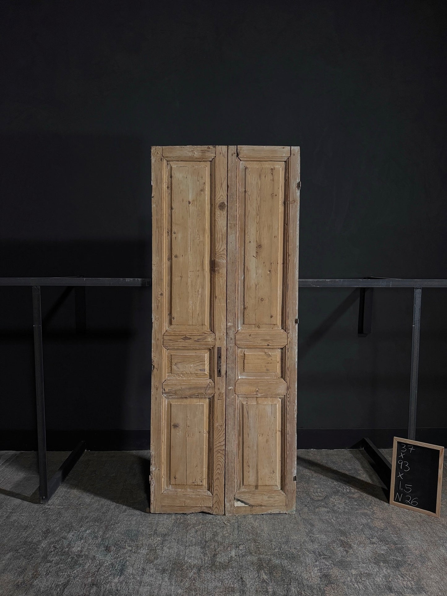 Antique Iron 3 Panel Double Doors - 37x93 - N26