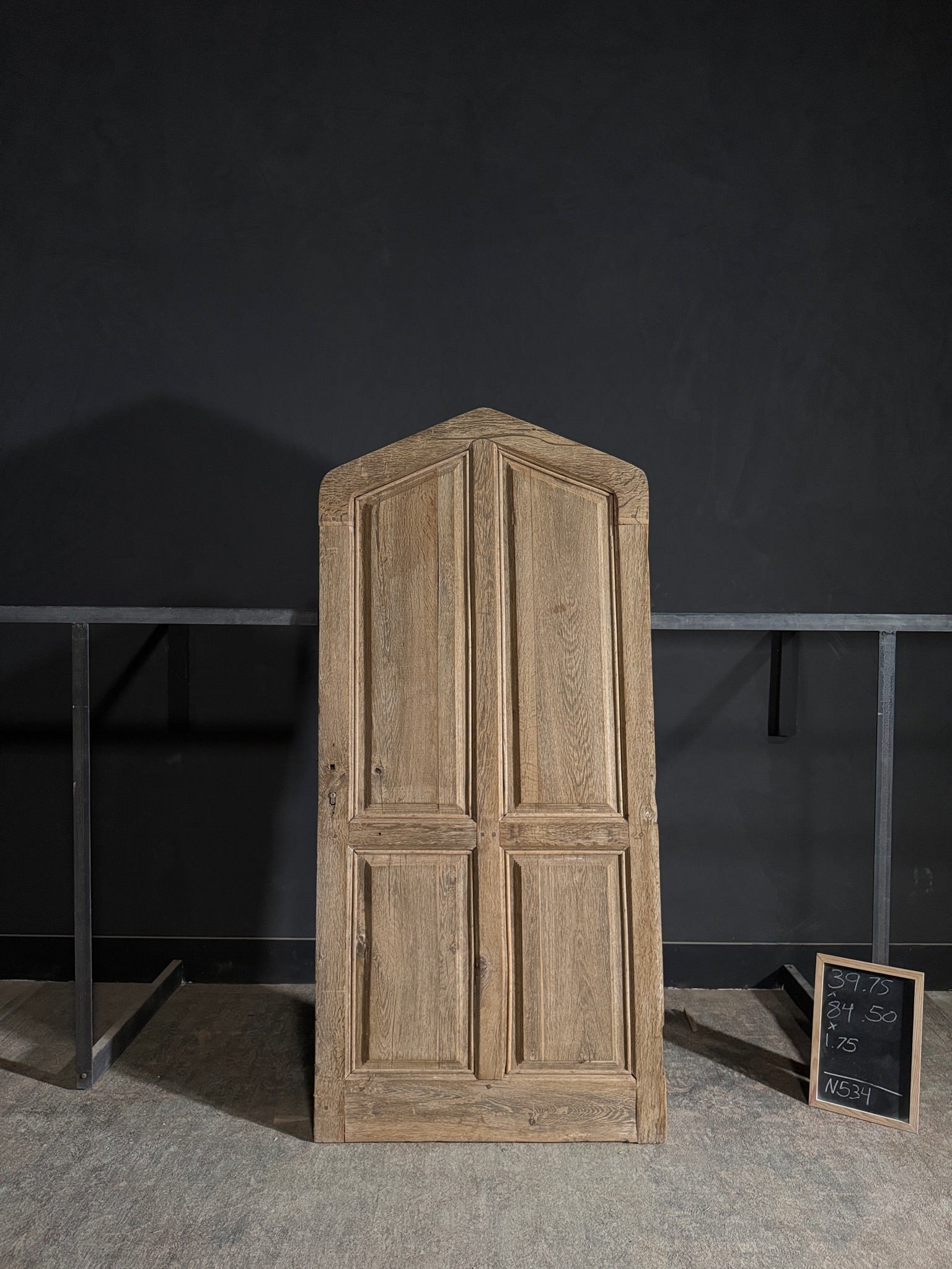 Antique 4 Panel Gothic Solid Oak Single Door - 39.75x84.5 - N534