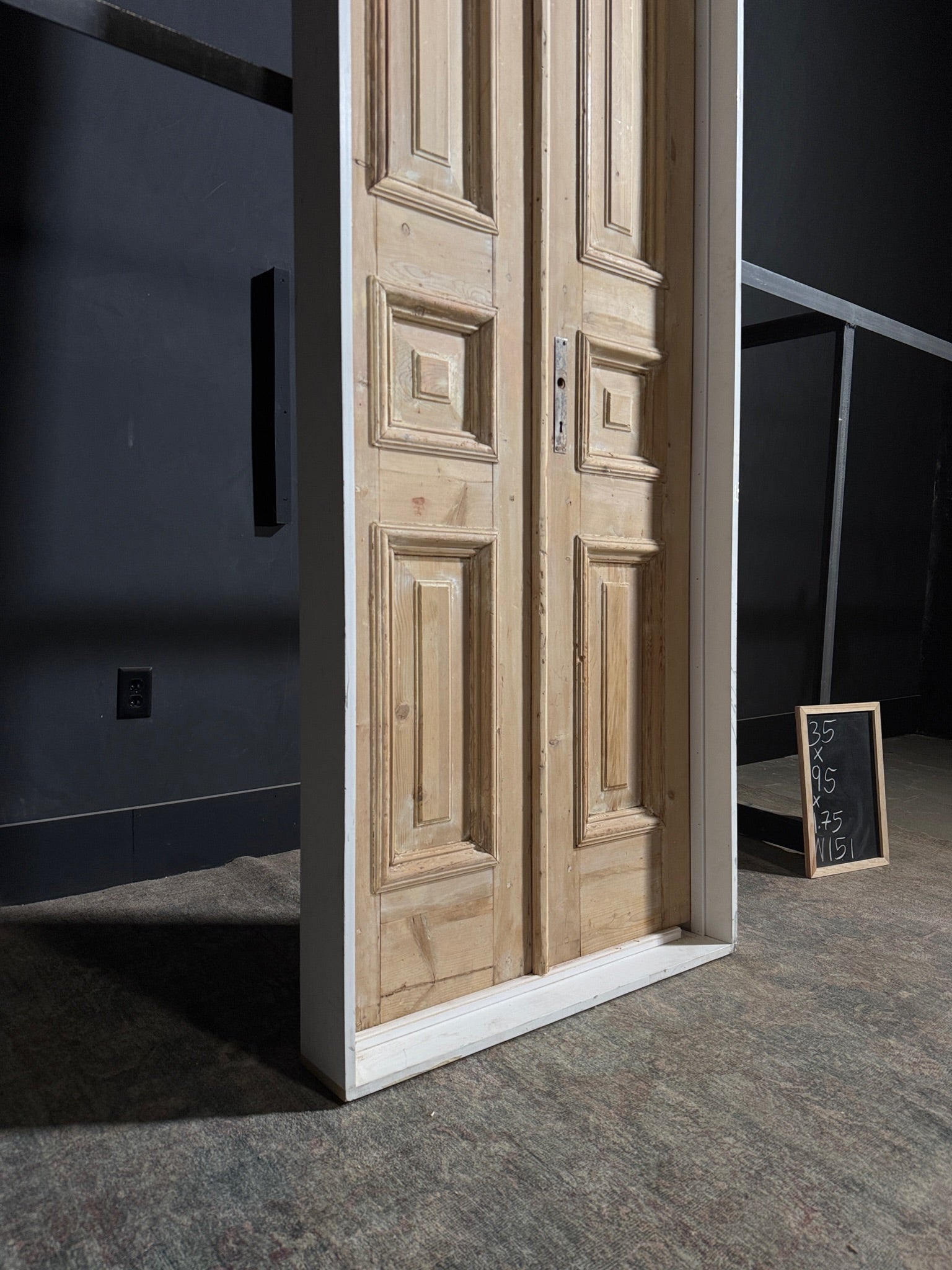Antique 3 Panel Solid Double Doors - 35x95 - N151
