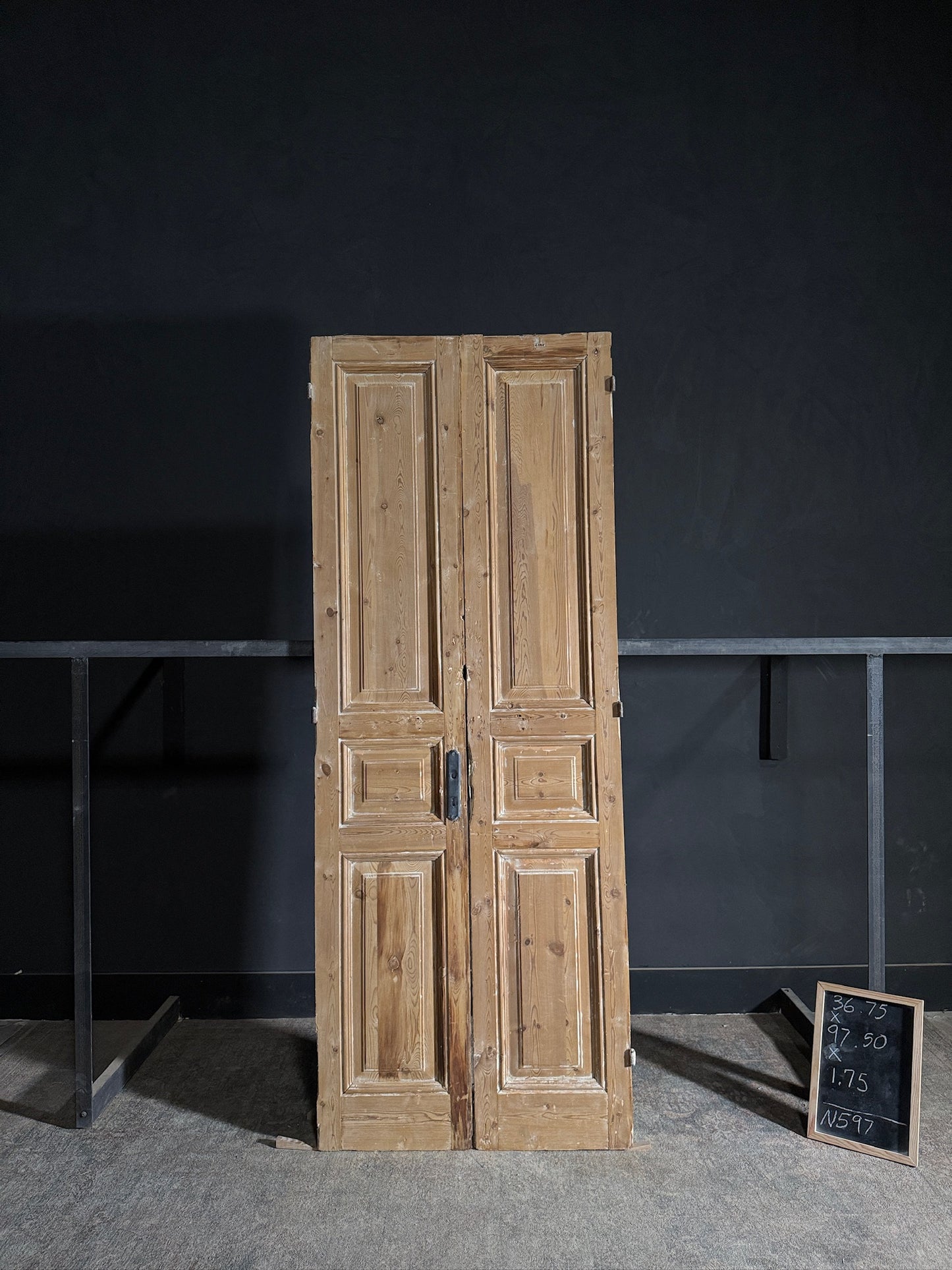 Antique 3 Panel Solid Double Doors - 36.75x97.5 - N597