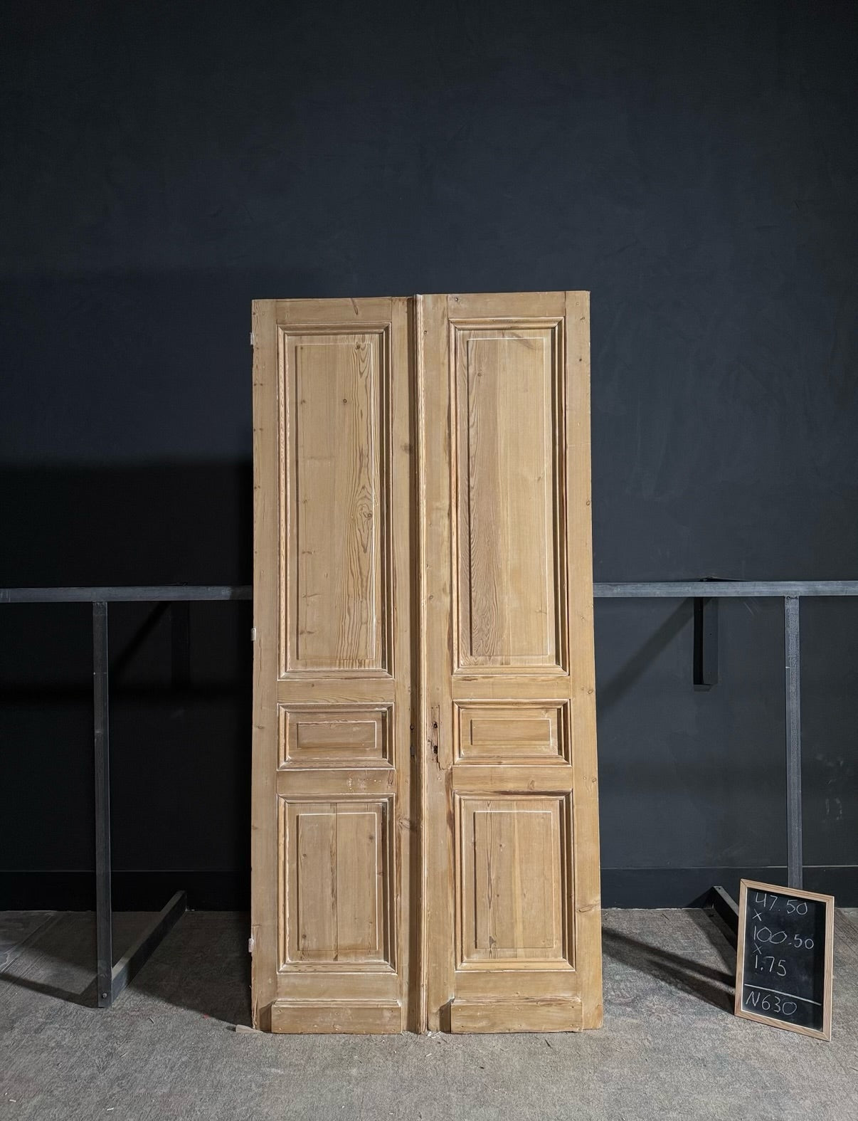 Antique 3 Panel Solid Double Doors - 47.5x100.5 - N630