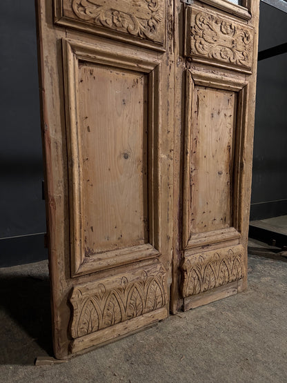 Antique Carved 1 Lite French Doors - 39.25x100.5 - N700