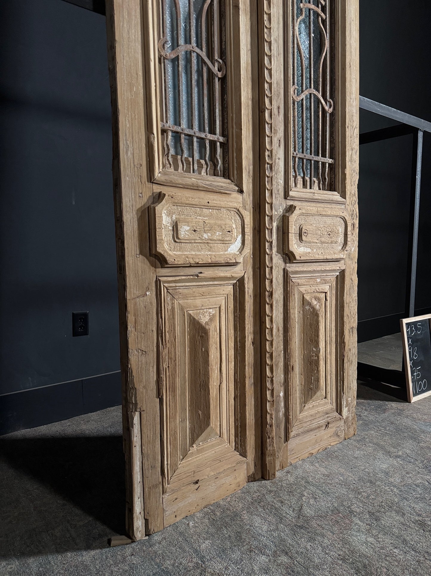 Antique Carved Iron French Doors - 43.5x98 - N100
