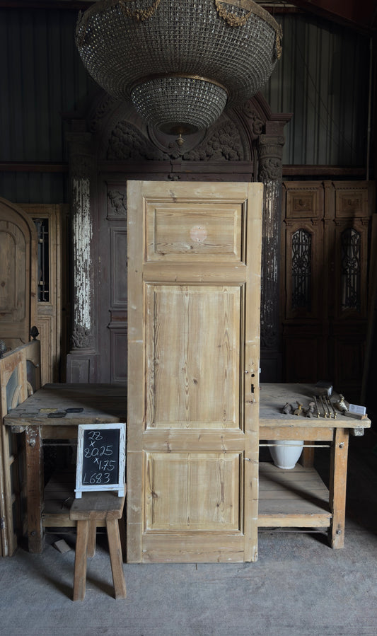Antique 3 Panel Door - 32.25x82 - L683