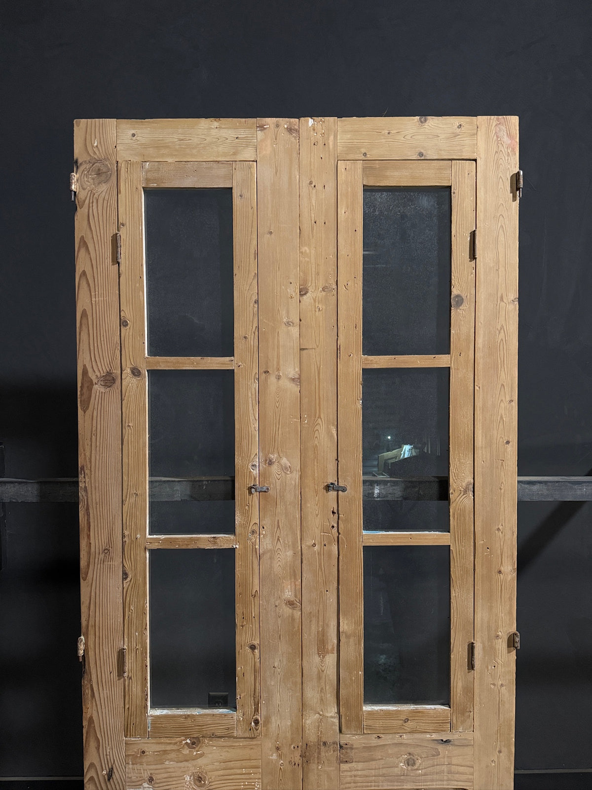 Antique Carved 3 Lite French Doors - 39.25x92.5 - N687