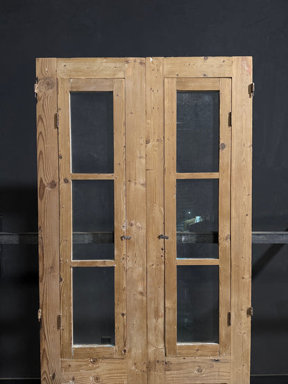 Antique Carved 3 Lite French Doors - 39.25x92.5 - N687