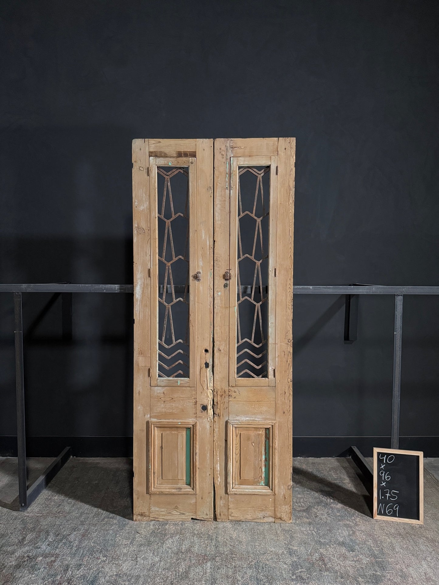 Antique Iron French Doors - 40x96 - N69