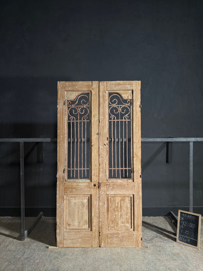 Antique Carved Iron French Doors - 47.25x92.5 - N664
