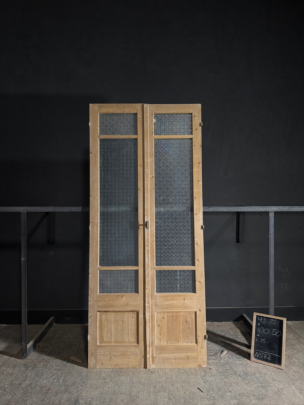Antique Obscured Glass 2 Lite French Doors - 43.75x100.5 - N582