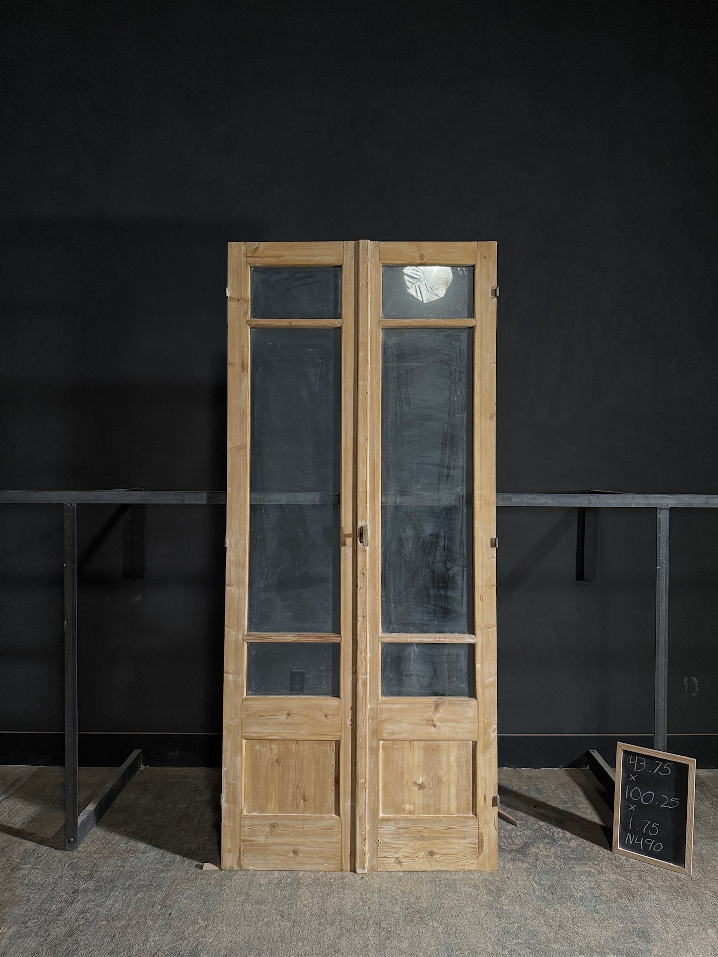 Antique Obscured Glass French Doors - 43.75x100.25 - N490