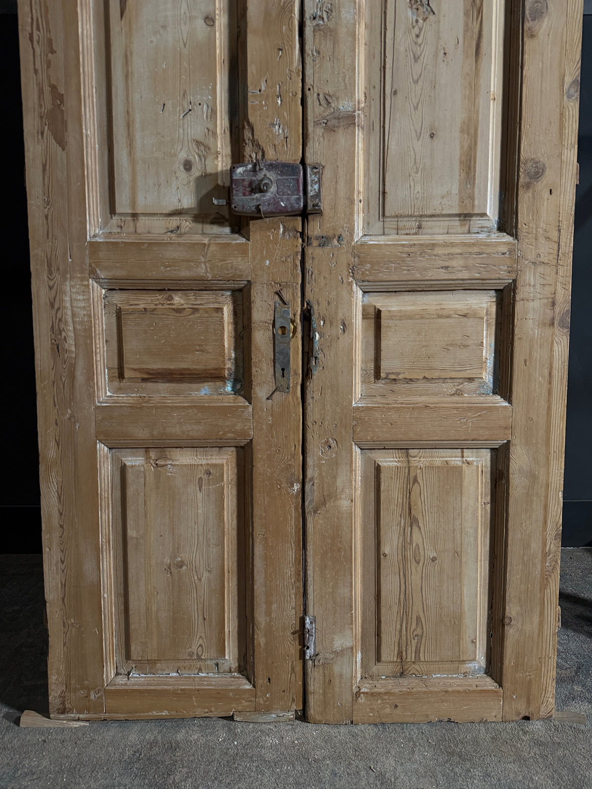 Antique Carved 4 Panel Double Doors - 43.5x98.5 - N644