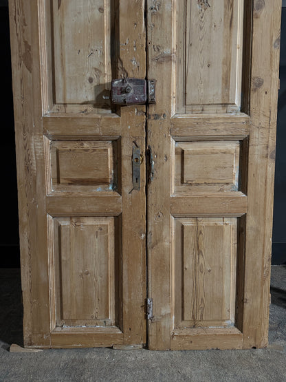 Antique Carved 4 Panel Double Doors - 43.5x98.5 - N644