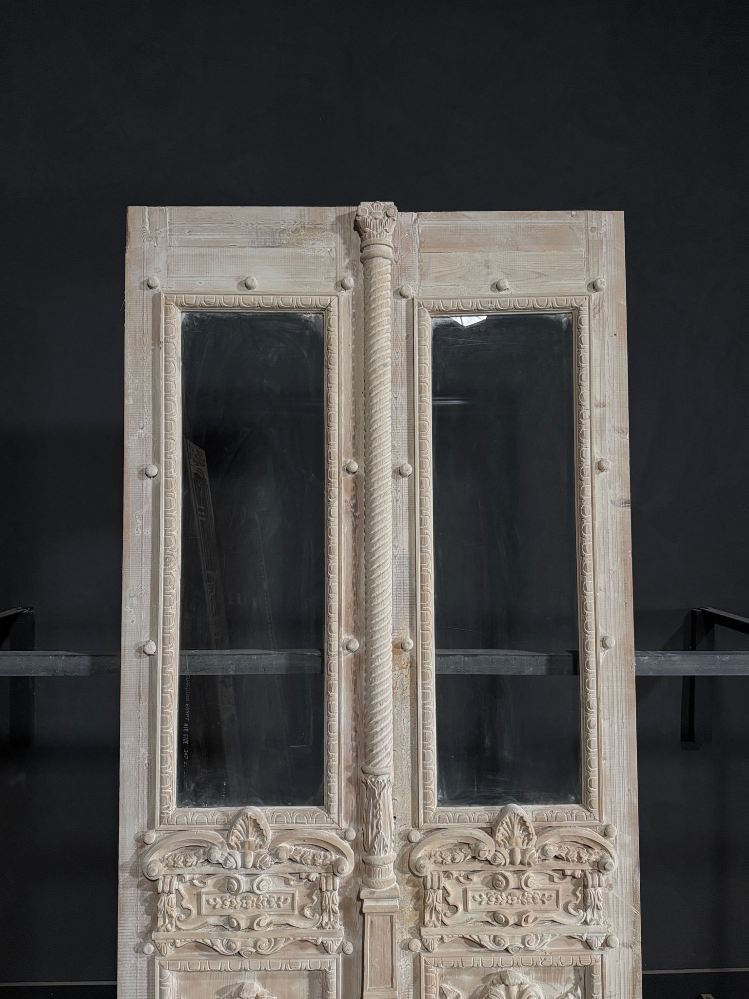 Antique Carved 1 Lite French Doors - 47.5x102.25 - N339