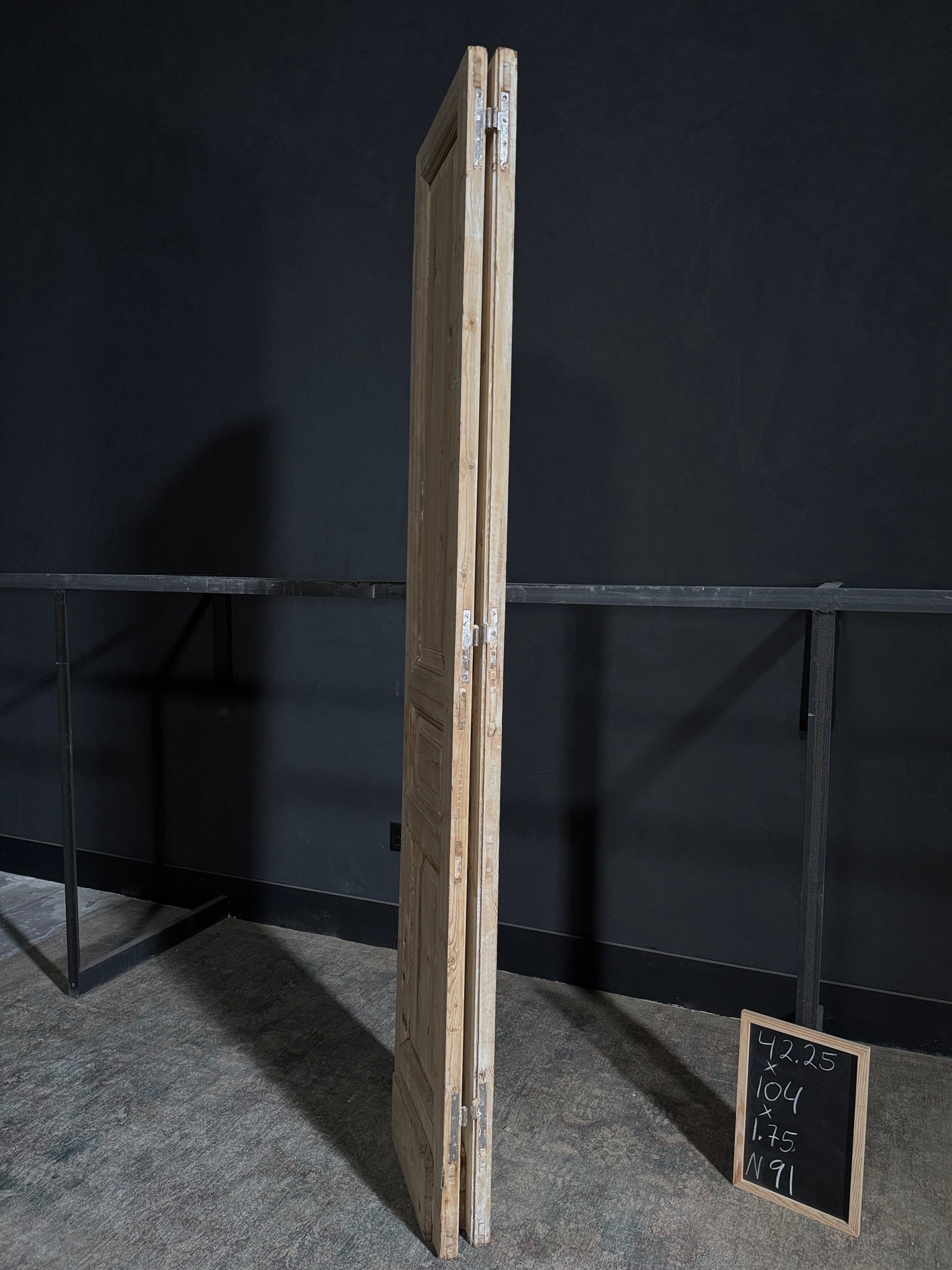 Antique 3 Panel Solid Double Doors - 42.25x104 - N91