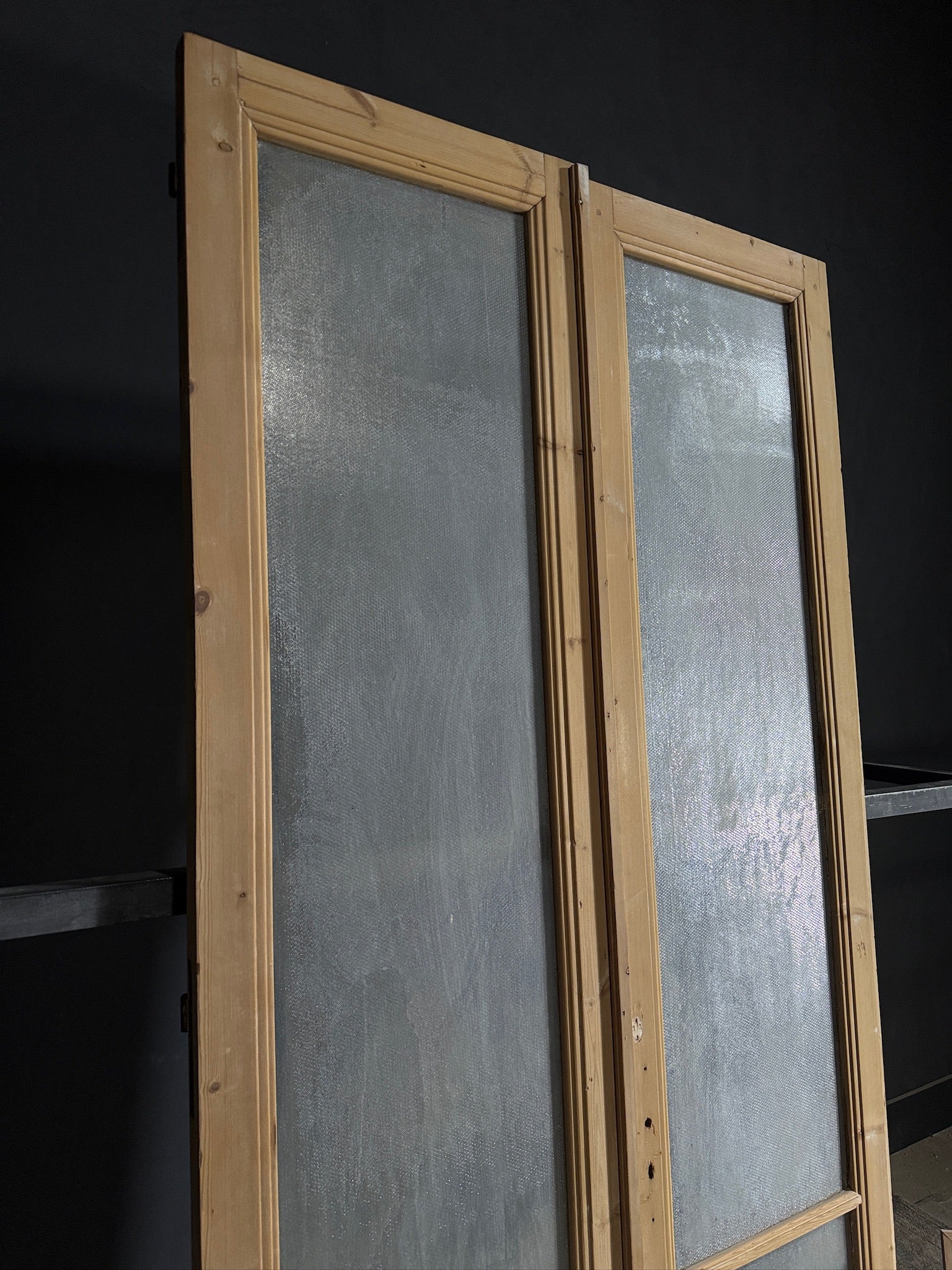 Antique Obscured Glass 2 Lite French Doors - 51.75x104.5 - N476
